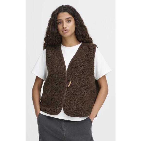 Ichi IHGOZIMA Coffee Bean, Reversible Sherpa Gilet Waistcoat, Size 36 (Med) - Picture 1 of 10